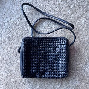COS Leather Basketweave Crossbody Bag
